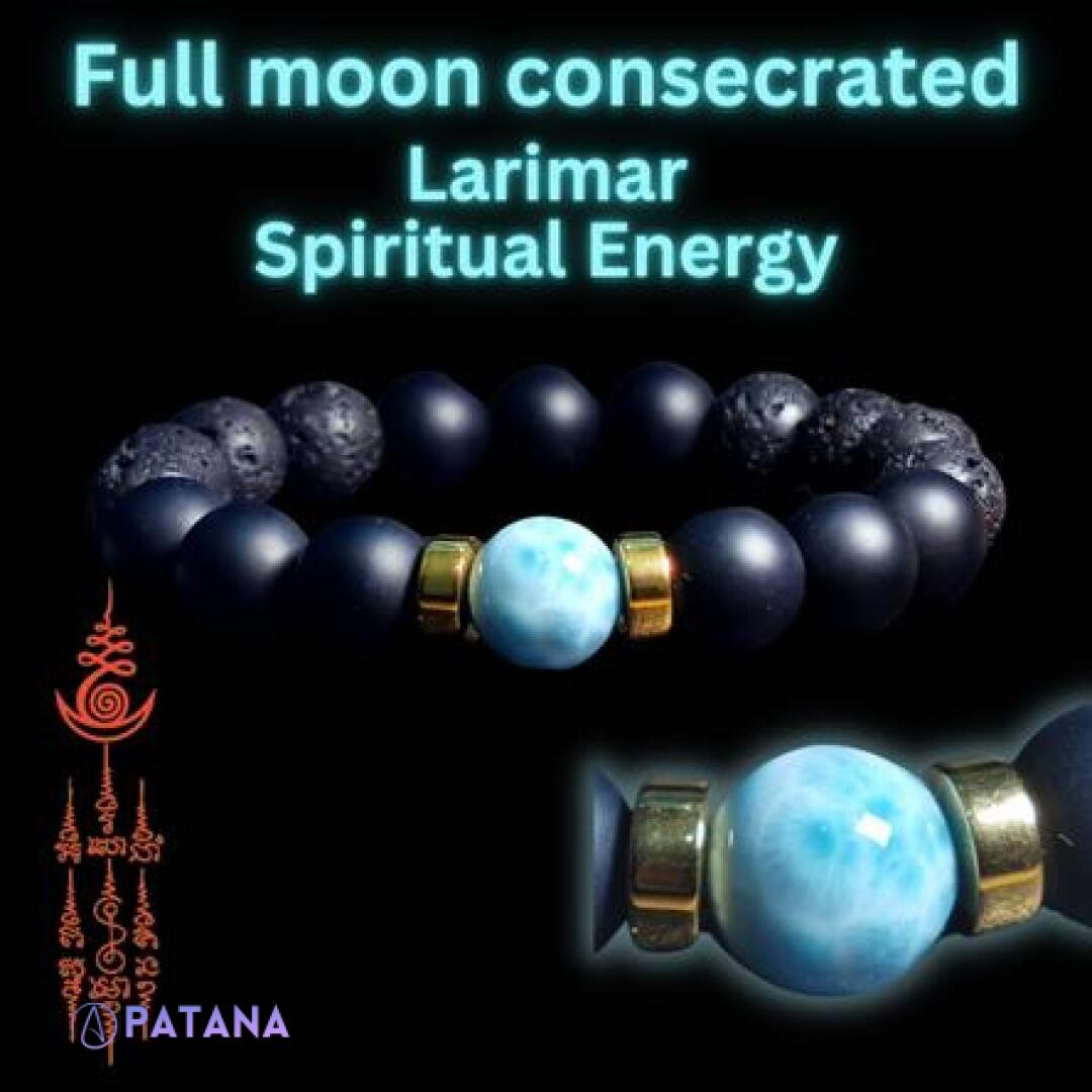 Larimar with Onyx and Lava: Strong Protective Aura, Enhance Creativity, Health & Wealth Enhancer.