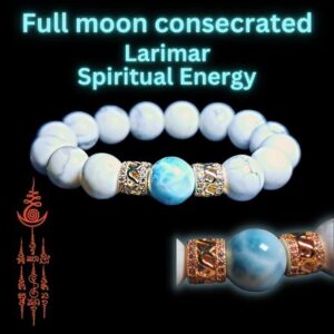 Larimar Bracelet with Howlite: Larimar with Onyx and Lava: Strong Protective Aura, Enhance Creativity, Wealth Enhancer.
