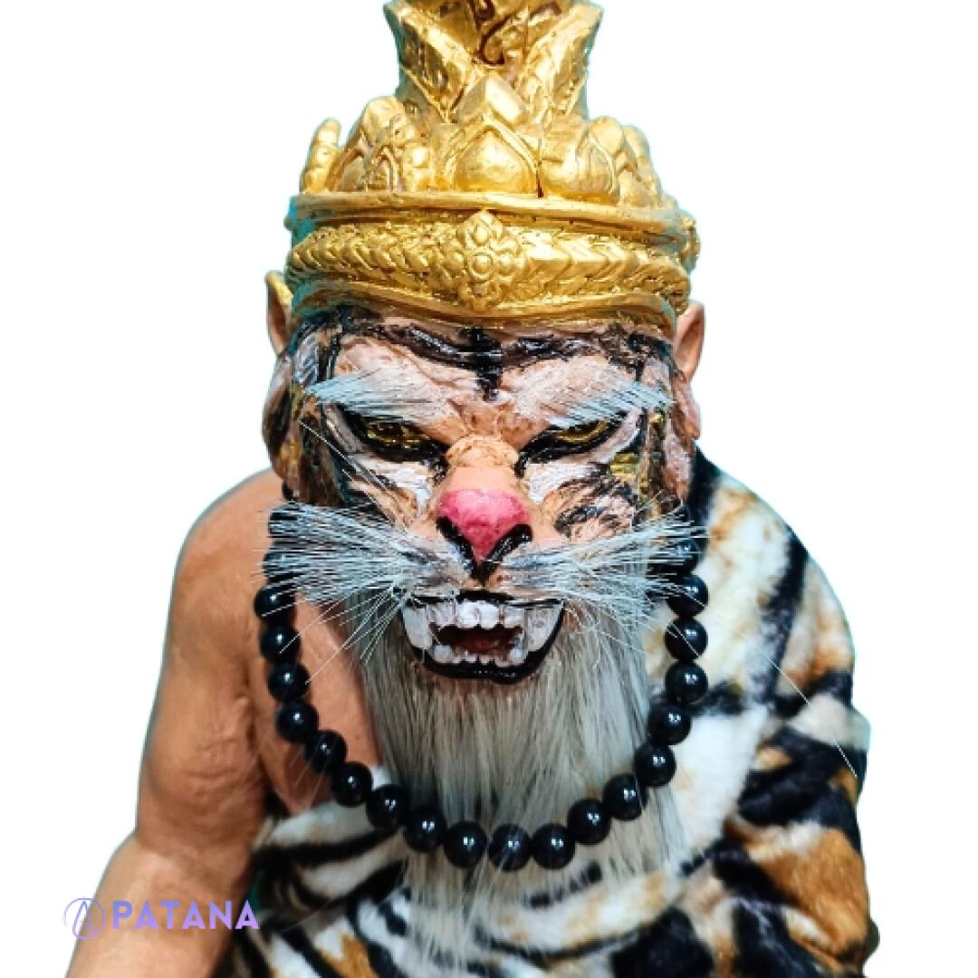 Consecrated Ruesi Saming Prai Tiger Face Guru: White Magic Spiritual Mastery - 13 Inches Height - Image 2