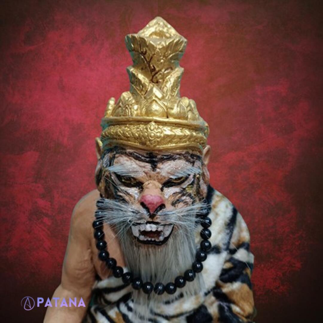Consecrated Ruesi Saming Prai Tiger Face Guru: White Magic Spiritual Mastery - 13 Inches Height - Image 3