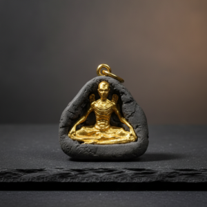 Kru Kai Kaew Amulet (Golden Ascetic) Ruby #001
