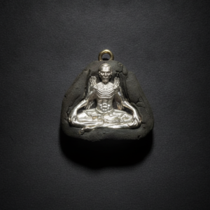 Kru Kai Kaew Amulet (Silver Moon) Yellow Sapphire #003